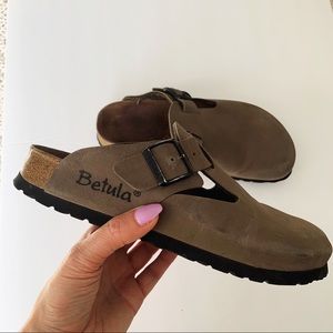 Birkenstock Betula Leather Mules Tan Slip On